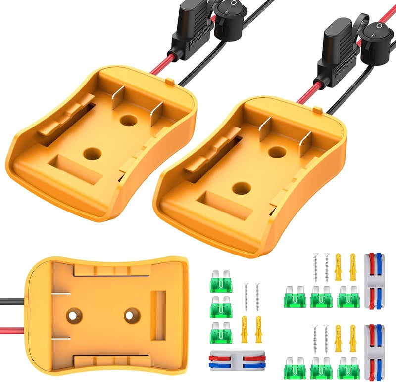 Azocek 3 Packs for Power Wheel Adapter Compatible with Dewalt 20V Battery, Converter Kit with Fuse & Switch & Wire Terminals & 12 AWG Wire for DIY RC Car Toys Robotics - Image 1